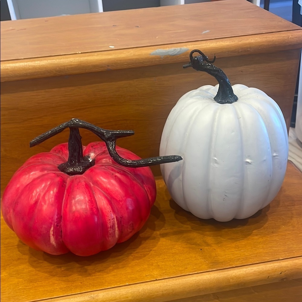 Red and grey Decorative fall Pumpkins